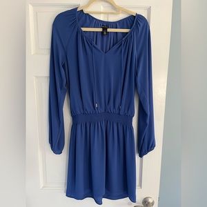 Blue, lined, long sleeve dress